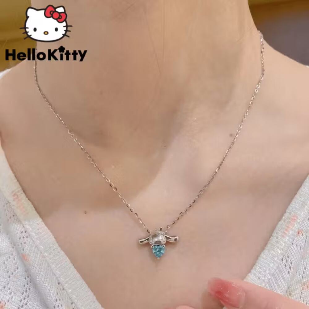 Sanrio Cinnamoroll Dainty Blue Gem Heart Pendant